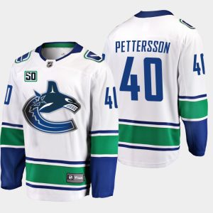 Kinder Vancouver Canucks Eishockey Trikot Elias Pettersson #40 50th Anniversary Weiß Auswärts